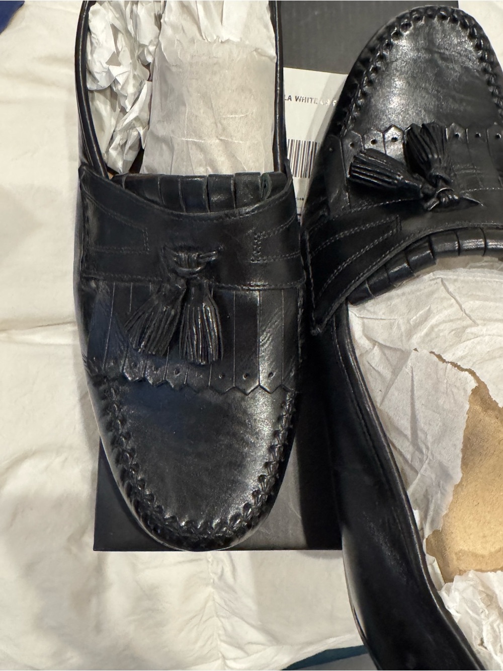 Johnston & Murphy classic Black Kiltie Tassel Loafers soft leather size 12M